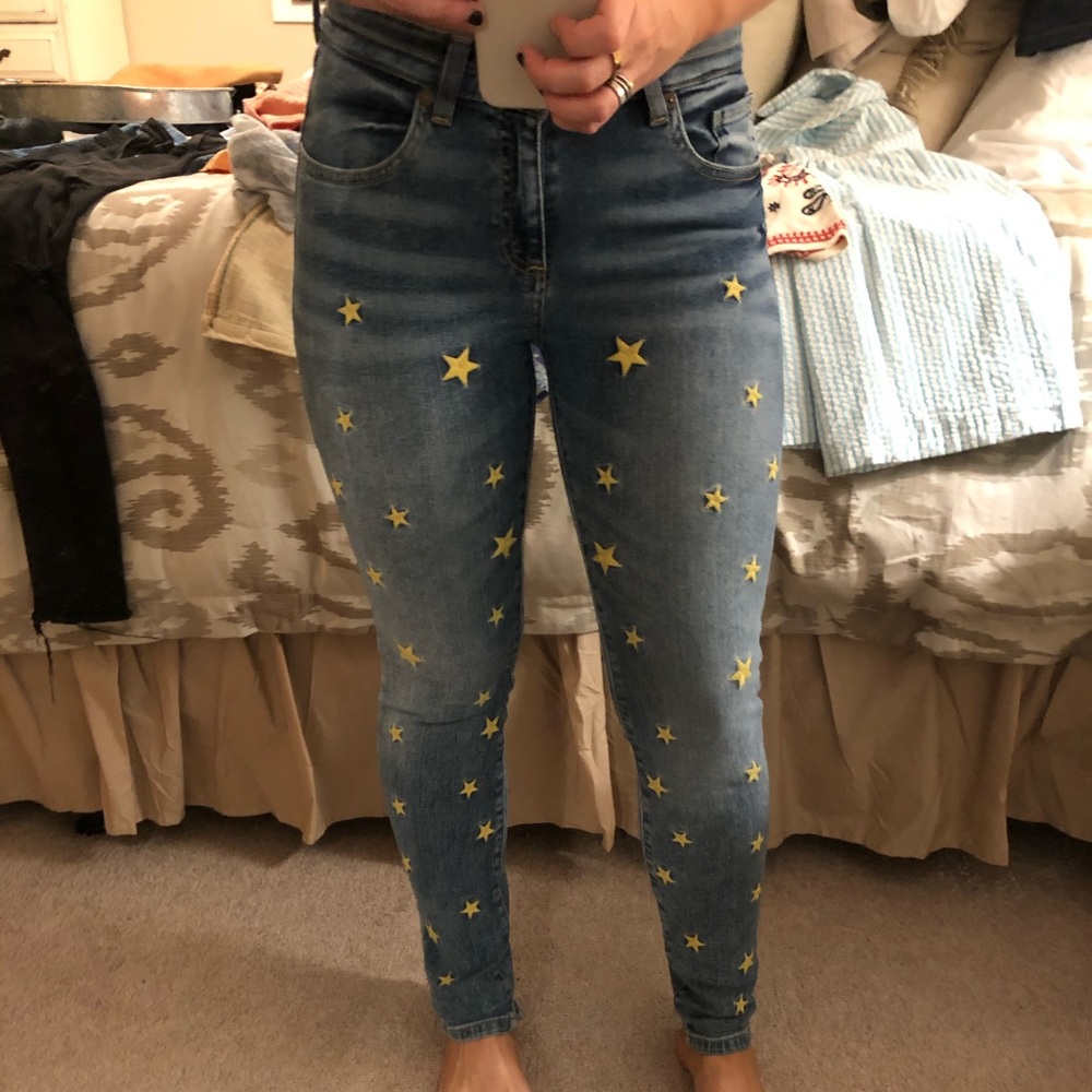 Vintage jeans star embroidered jeans